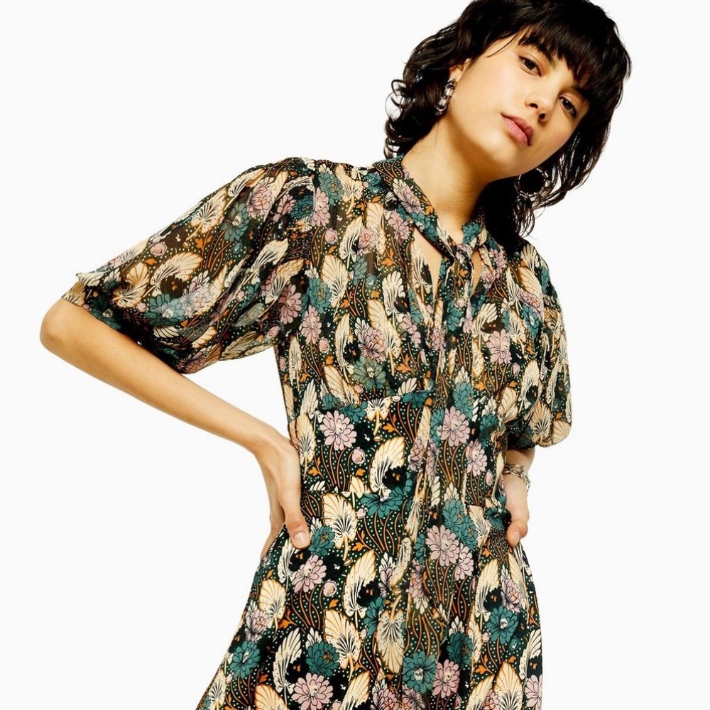 Topshop IDOL Art Deco Midi Dress